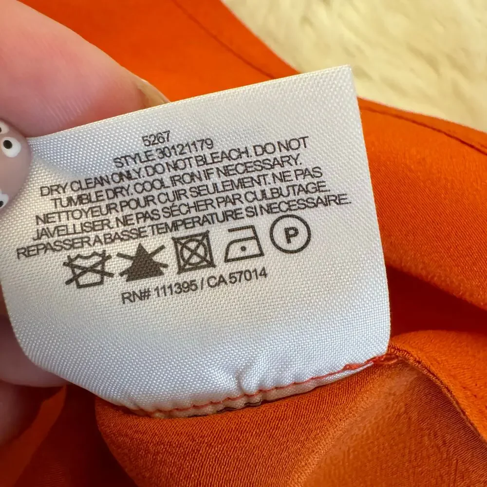Tory Burch Orange Pleated Sleeveless Silk Top 2 NWOT